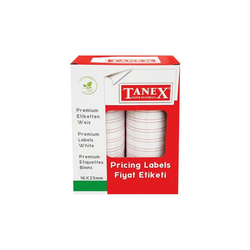 Tanex Motex Çizgili Etiket 16x23 mm Beyaz 1000 Adet