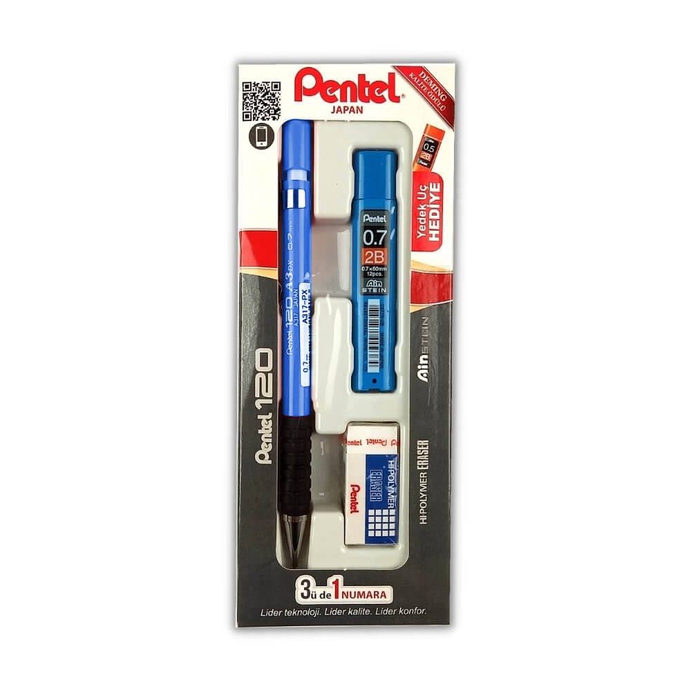 Pentel Versatil Uçlu Kalem + Silgi + Min Kalem Ucu 3'lü 0.7 mm