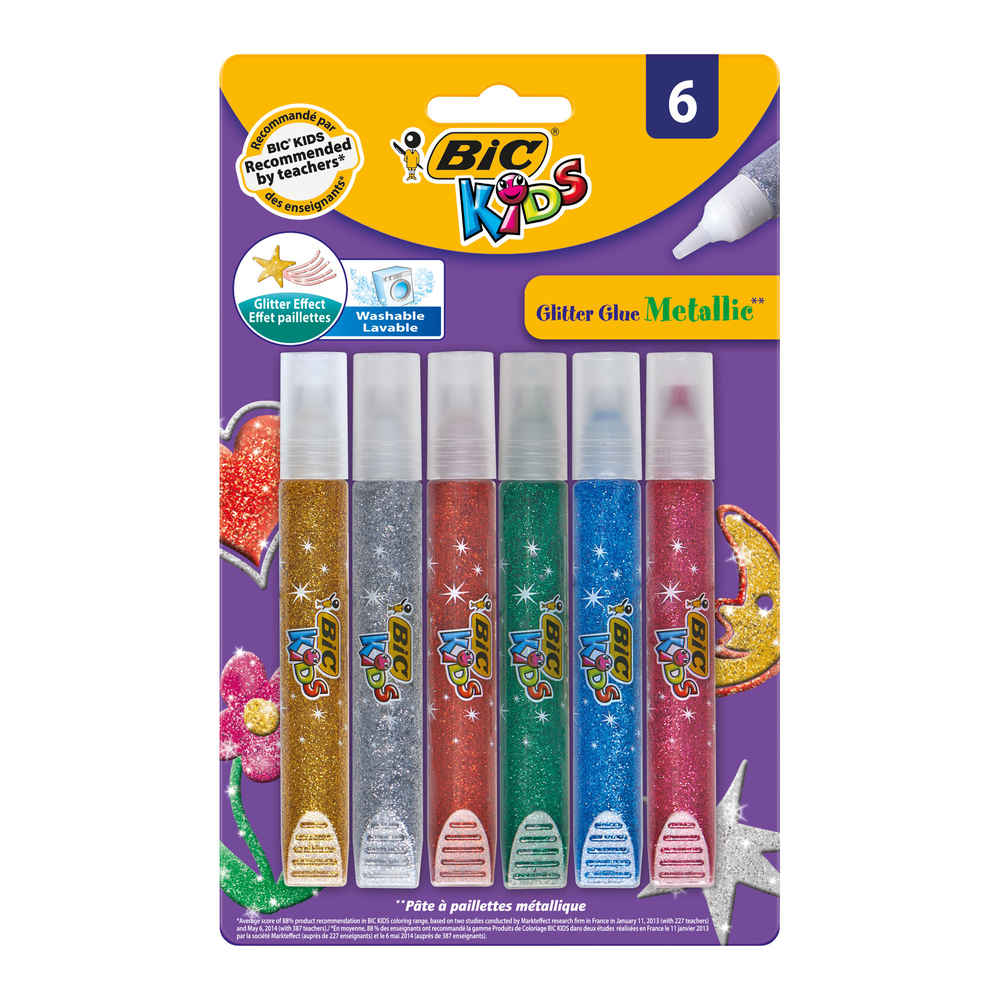 Bic Yapıştırıcı Metalik Simli Glitter Glue Blister 6'lı