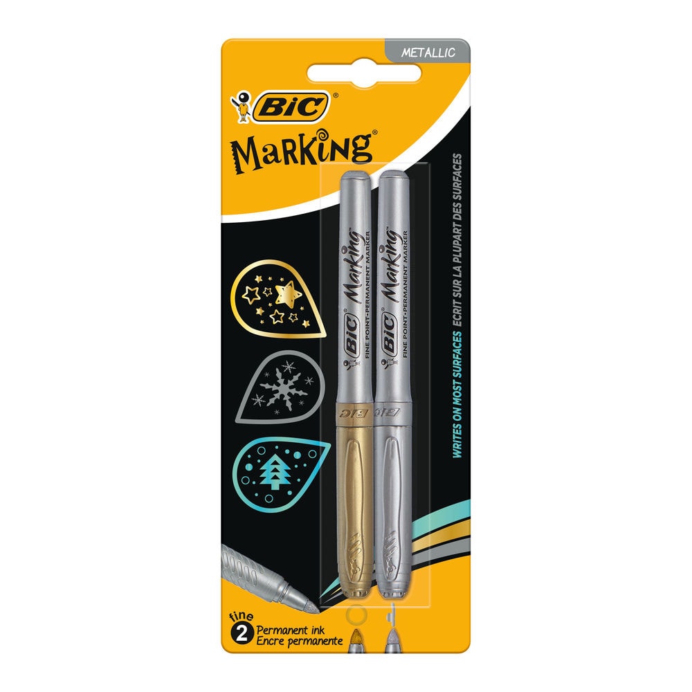 Bic Davetiye Kalemi Yaldızlı Marking Altın-Gümüş 2'li