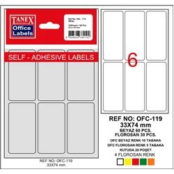 Tanex Ofis Etiketi 33x74 mm Kod OFC-119 Fosforlu Sarı