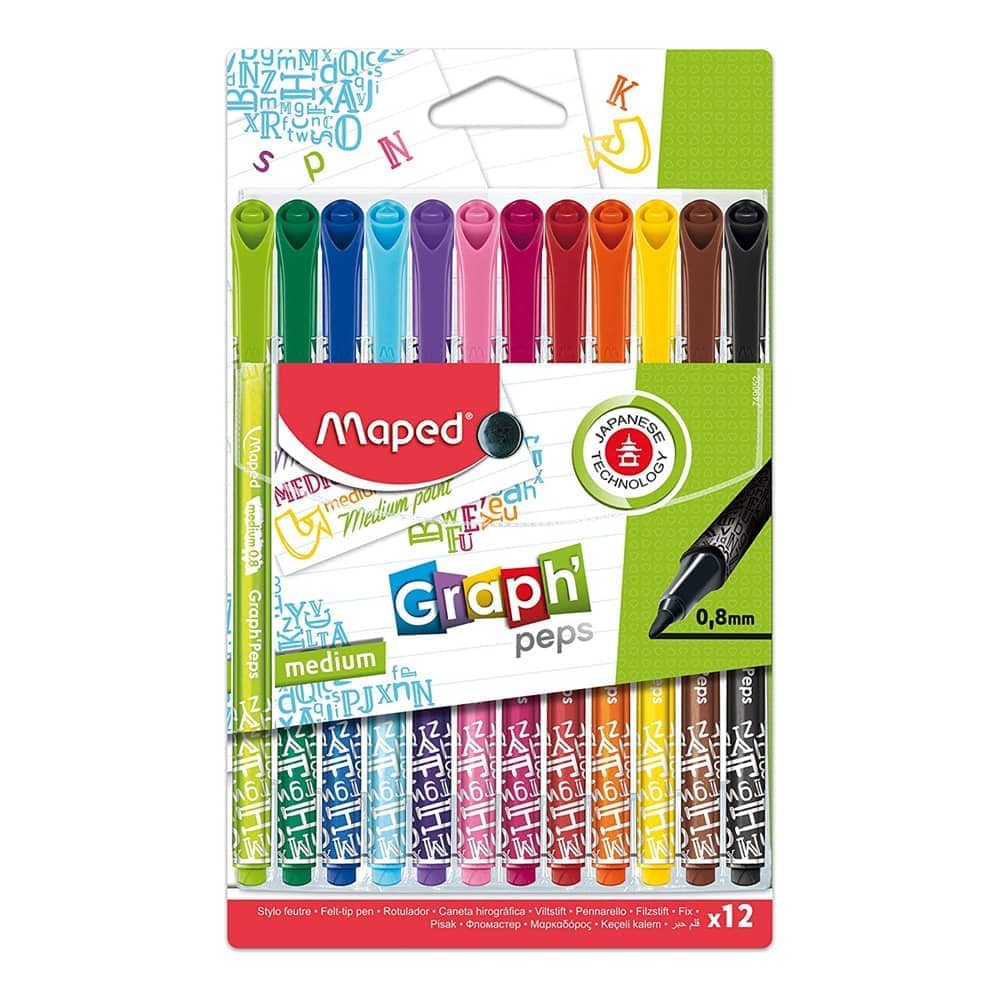 Maped Fineliner Keçeli Kalem Desenli 0,8 mm 12'li