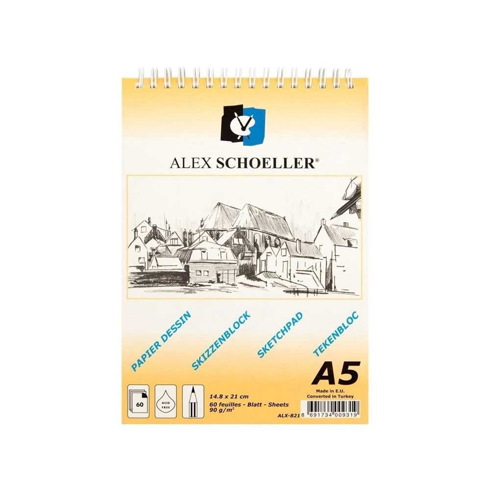 Alex Schoeller Spiralli Eskiz Bloknot A5 90 gr 60 Yaprak