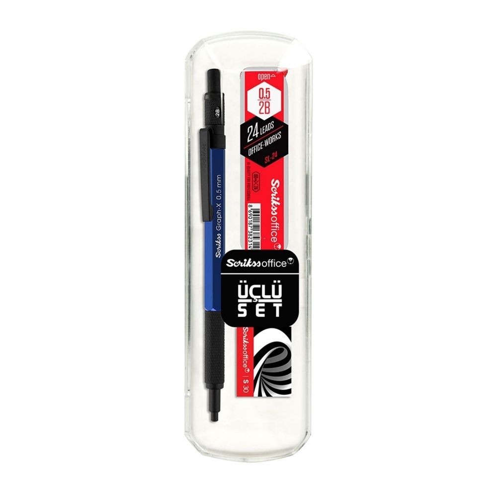Scrikss Versatil Graph-X Metal 0.5 mm Mavi Silgi + Min