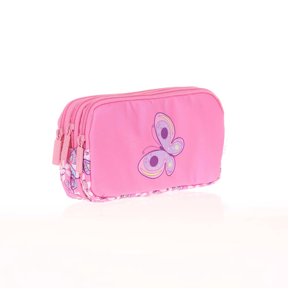 Kaukko Kalem Çantası Kids&Love 3 Bölmeli Rubber Butterfly 8106