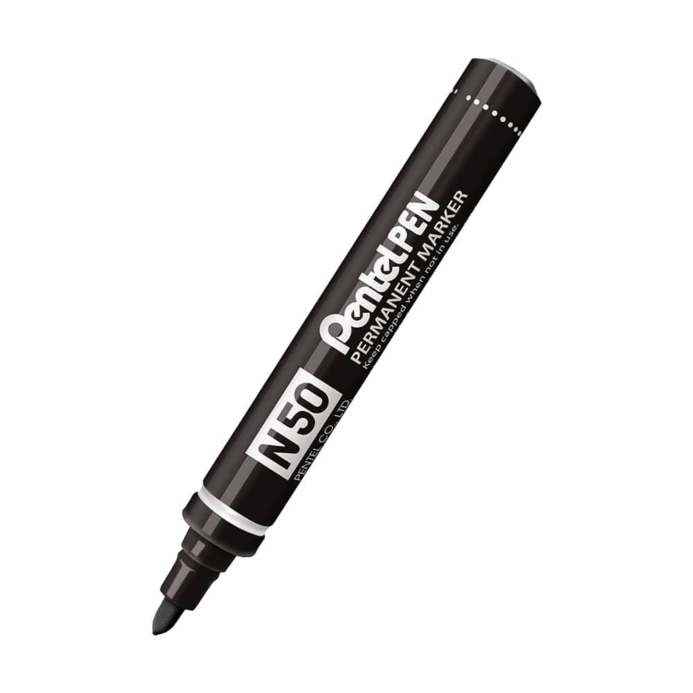 Pentel Permanent Markör Metal Gövde Yuvarlak Uç N-50 Siyah