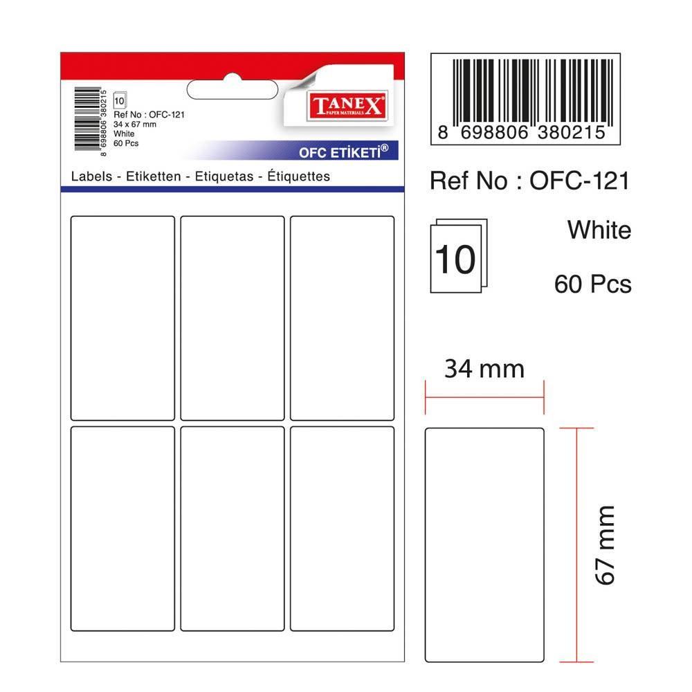Tanex Ofis Etiketi 34x67 mm Beyaz Kod OFC-121