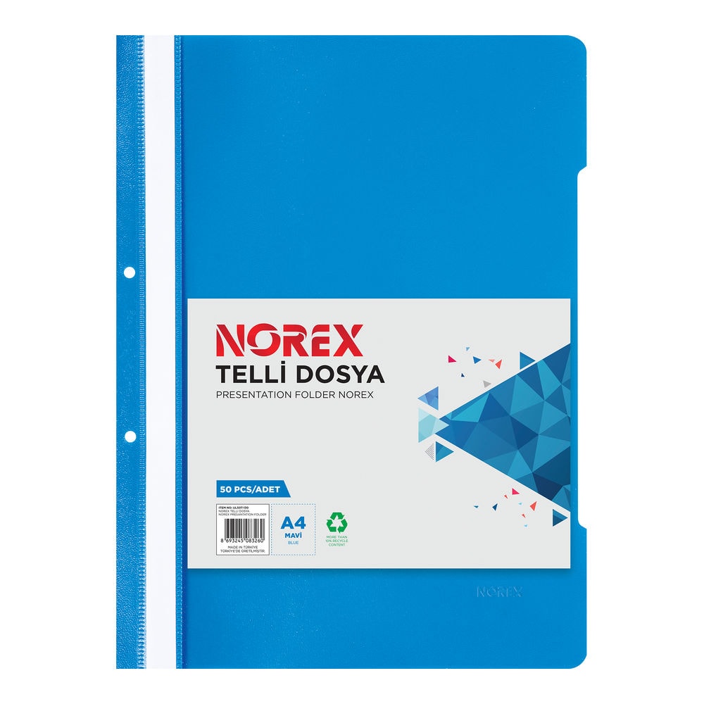 Norex Telli Dosya A4 50'li Paket Mavi