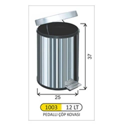 Arı Çöp Kovası Pedallı Metal 12 lt