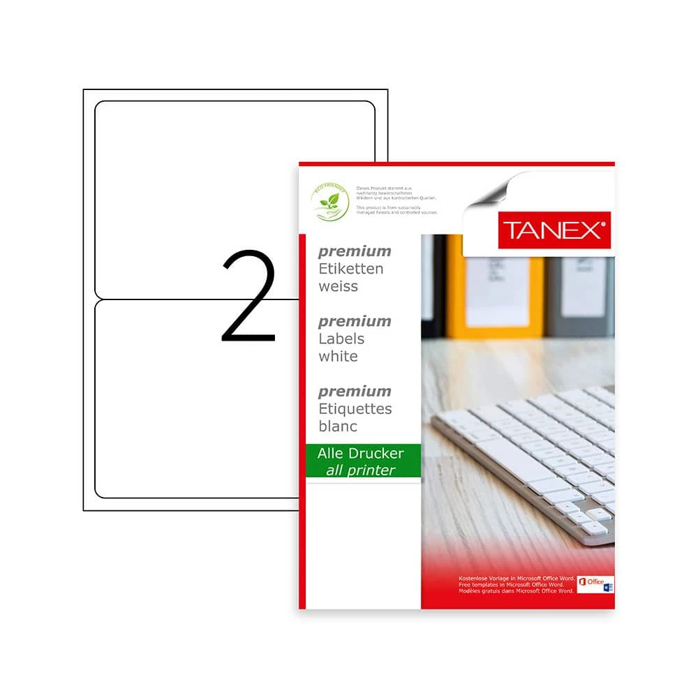 Tanex Laser Etiket 199,6x143,5 mm TW-2002