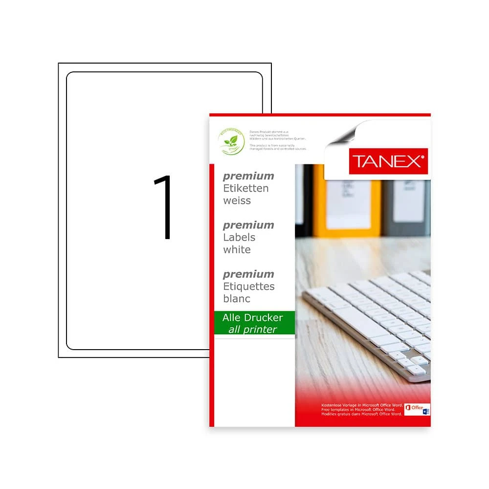 Tanex Laser Etiket 199,6x289,1 mm TW-2001