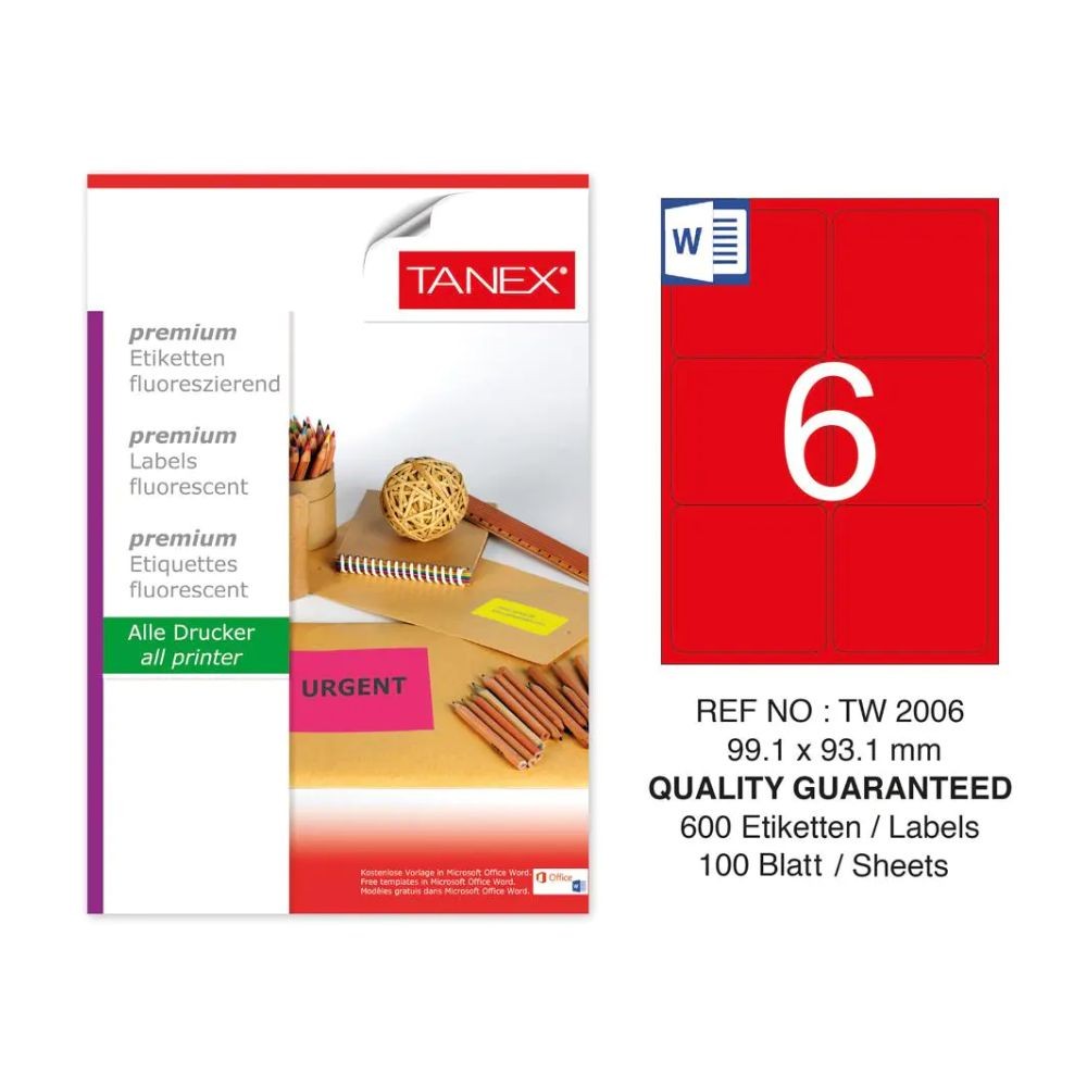 Tanex Laser Etiketi 99.1x93.1 mm 2006 Kırmızı