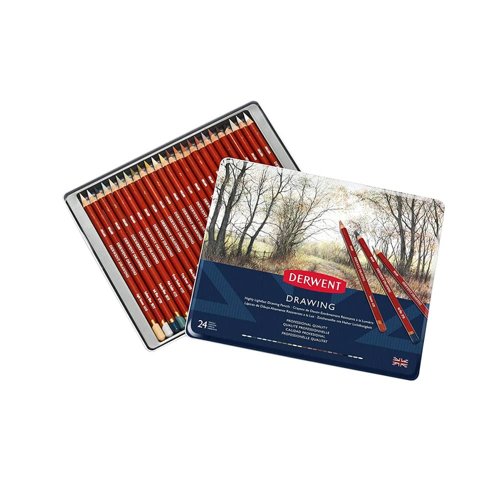 Derwent Çizim Kalem Seti Metal Kutu Drawing 24'lü