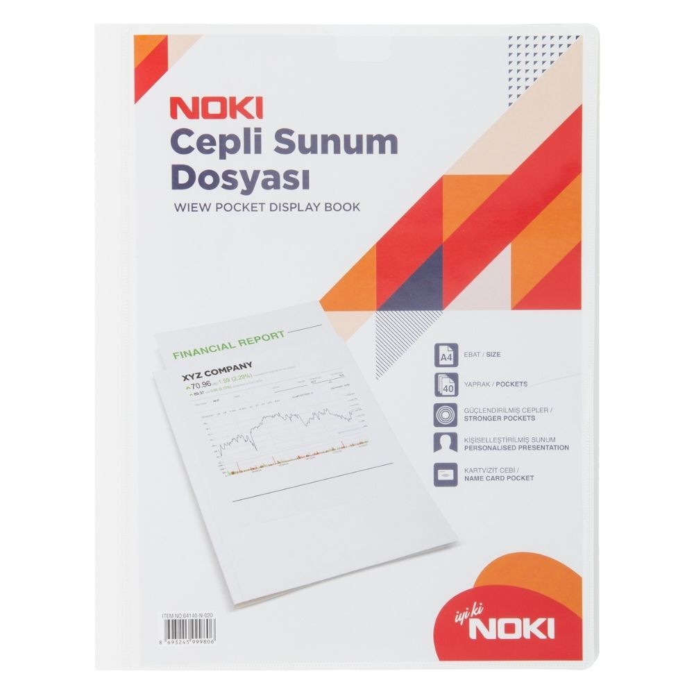 Noki Sunum Dosyası Cepli 40 Yapraklı A4 Gri
