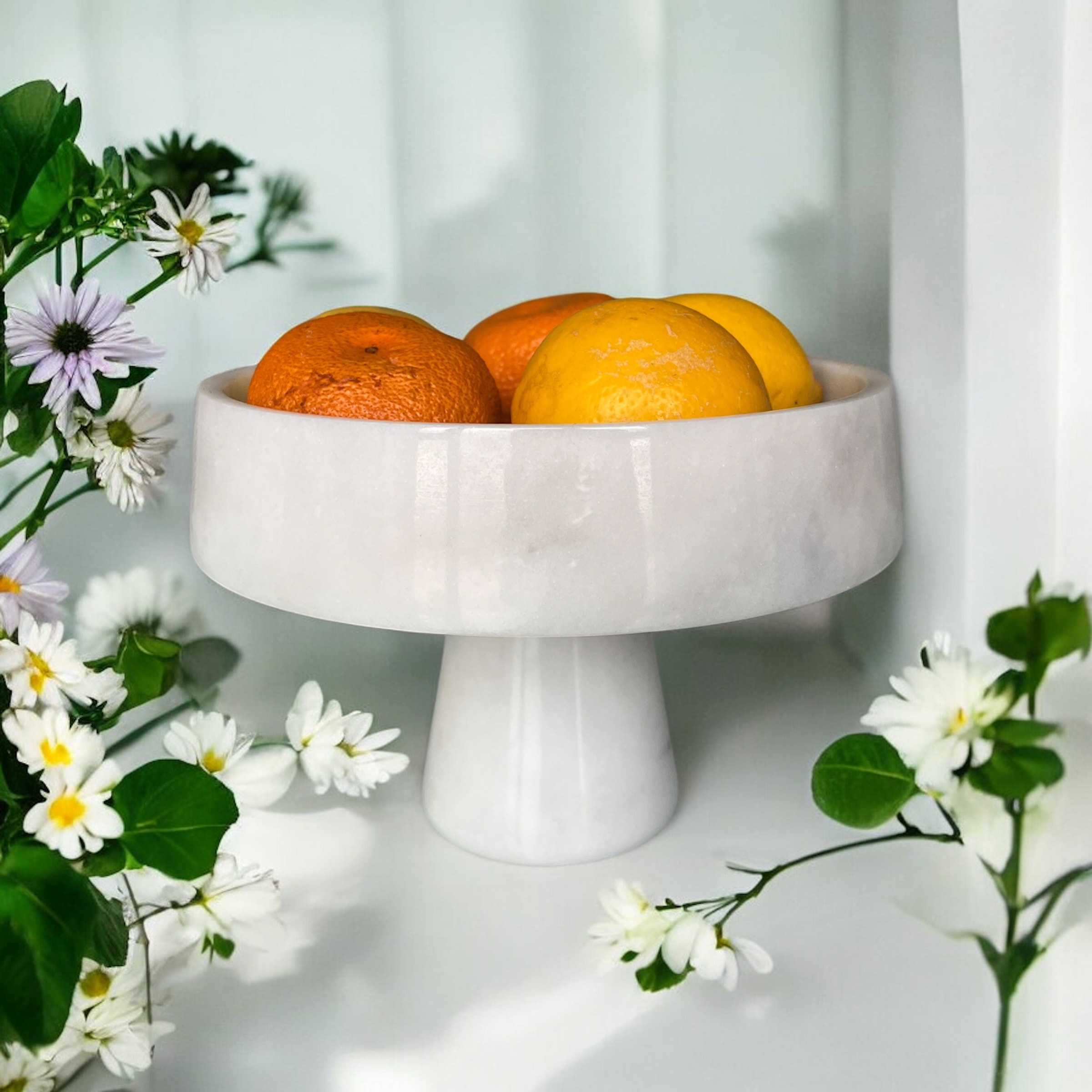 Ibiza White Marble Footed Bowl
