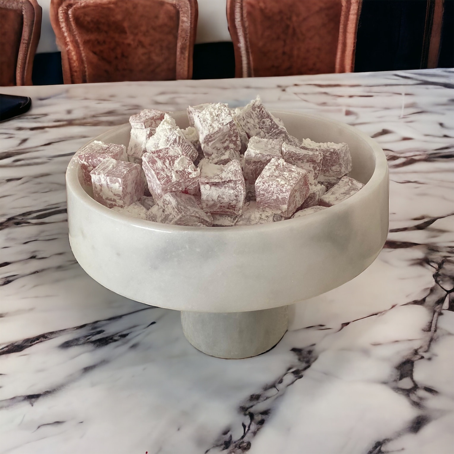 Ibiza White Marble Footed Bowl