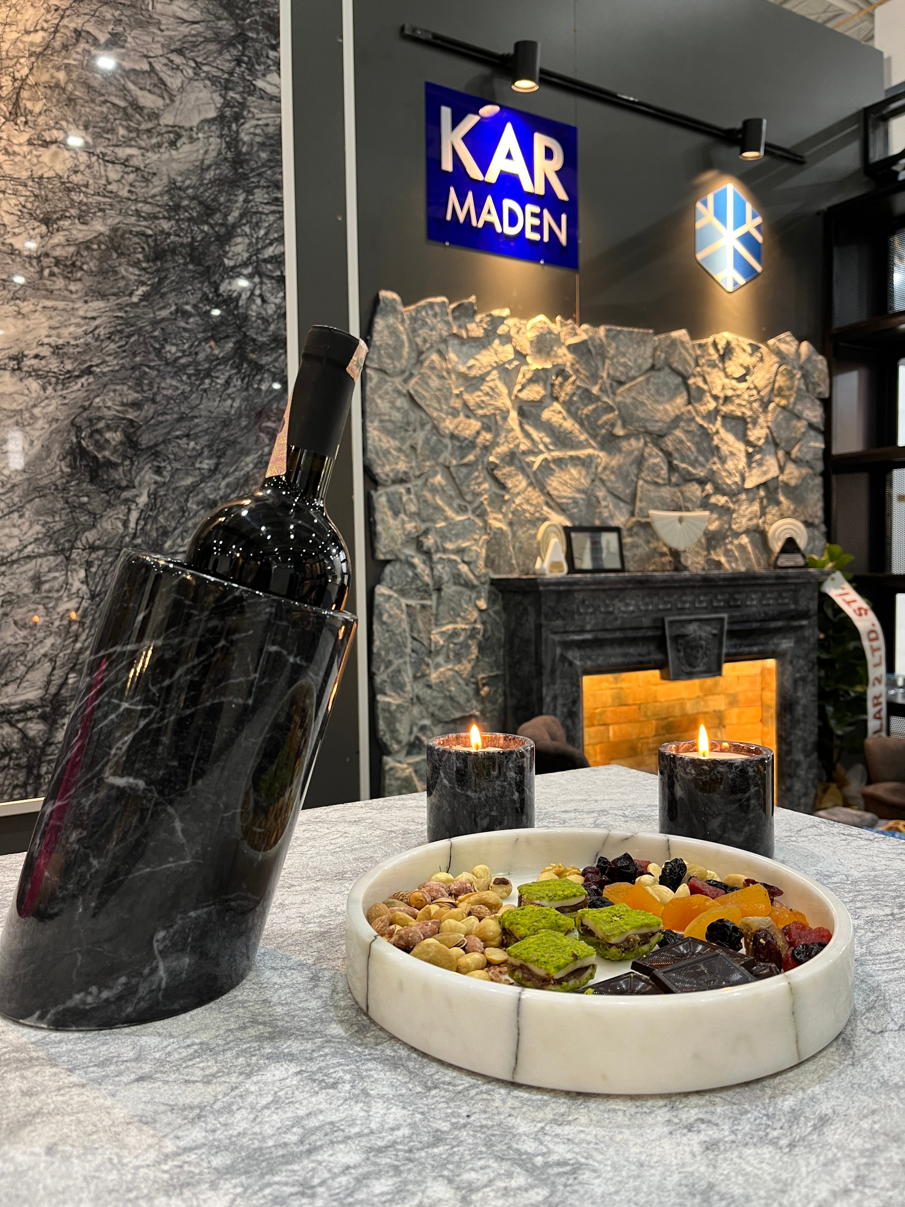 Natural Marble Wine Rack & Bottle Cooler