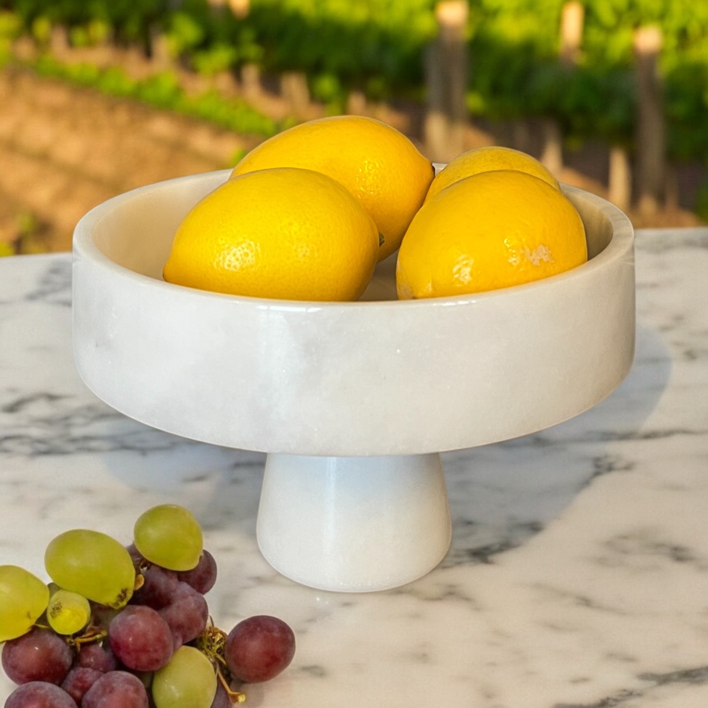 Ibiza White Marble Footed Bowl