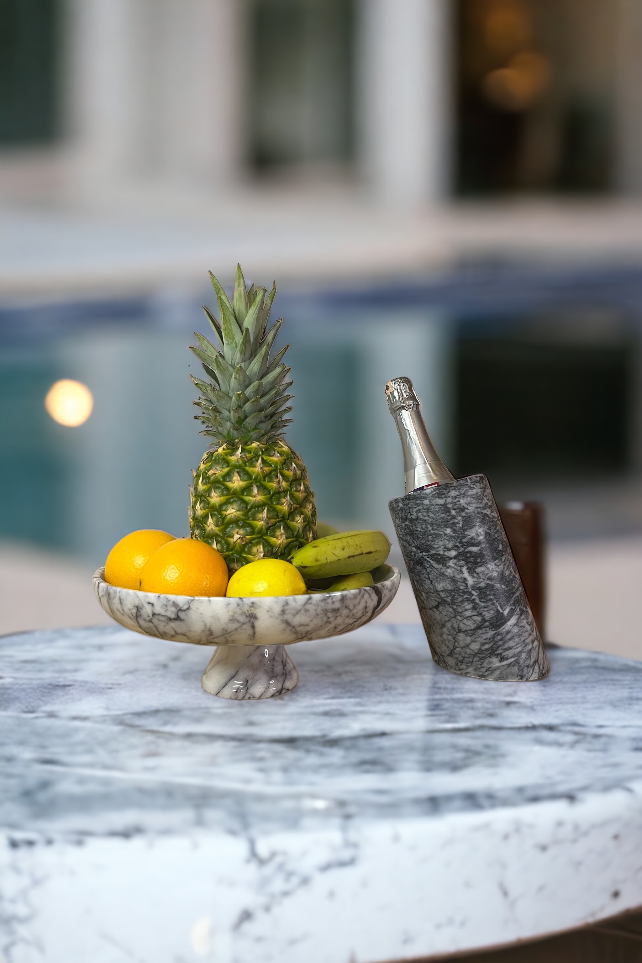 Marble Fruit Bowl with Legs & Decorative Bowl