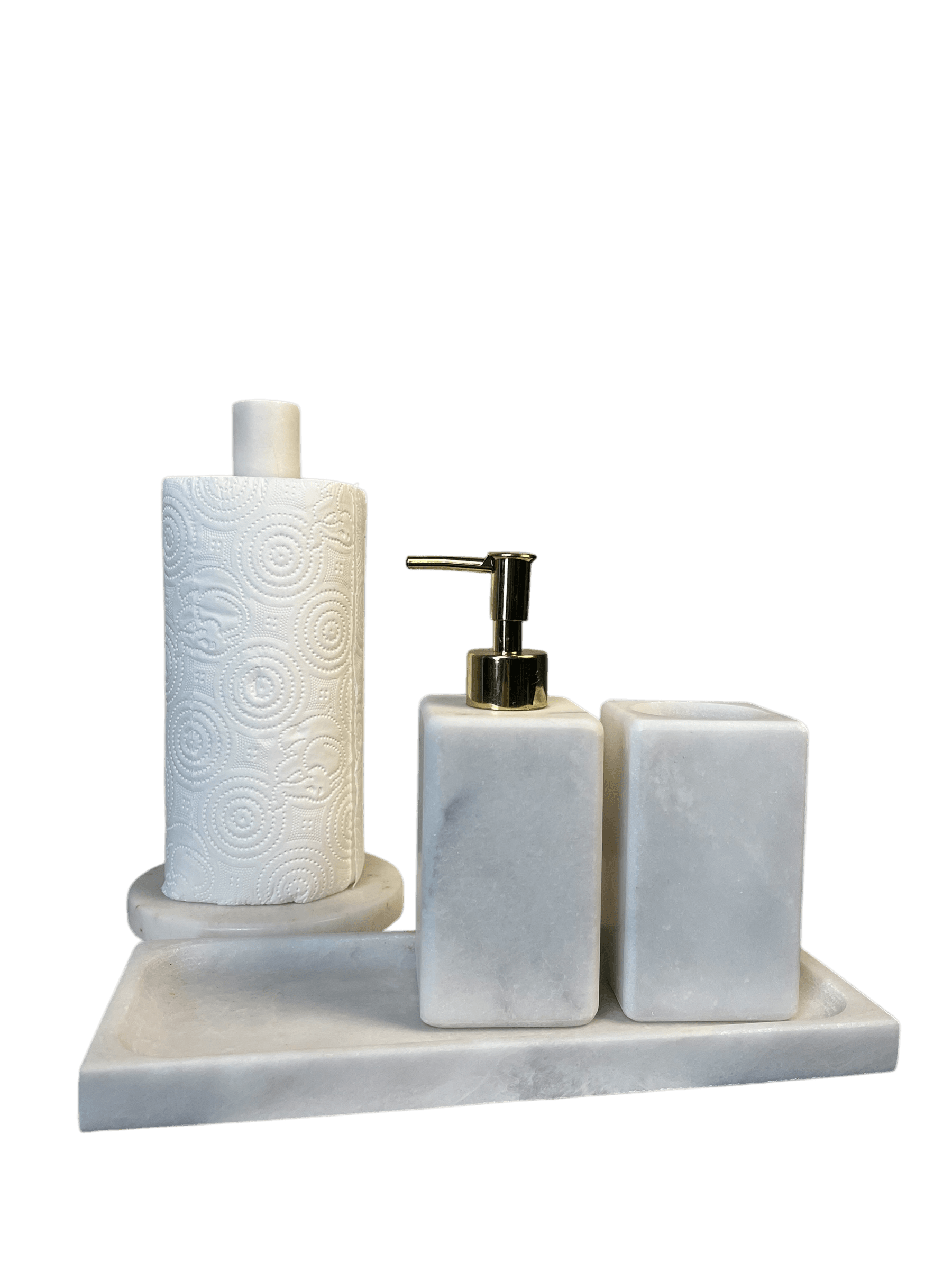 Natural Marble Rectangular Bathroom & Kitchen Accessory Set