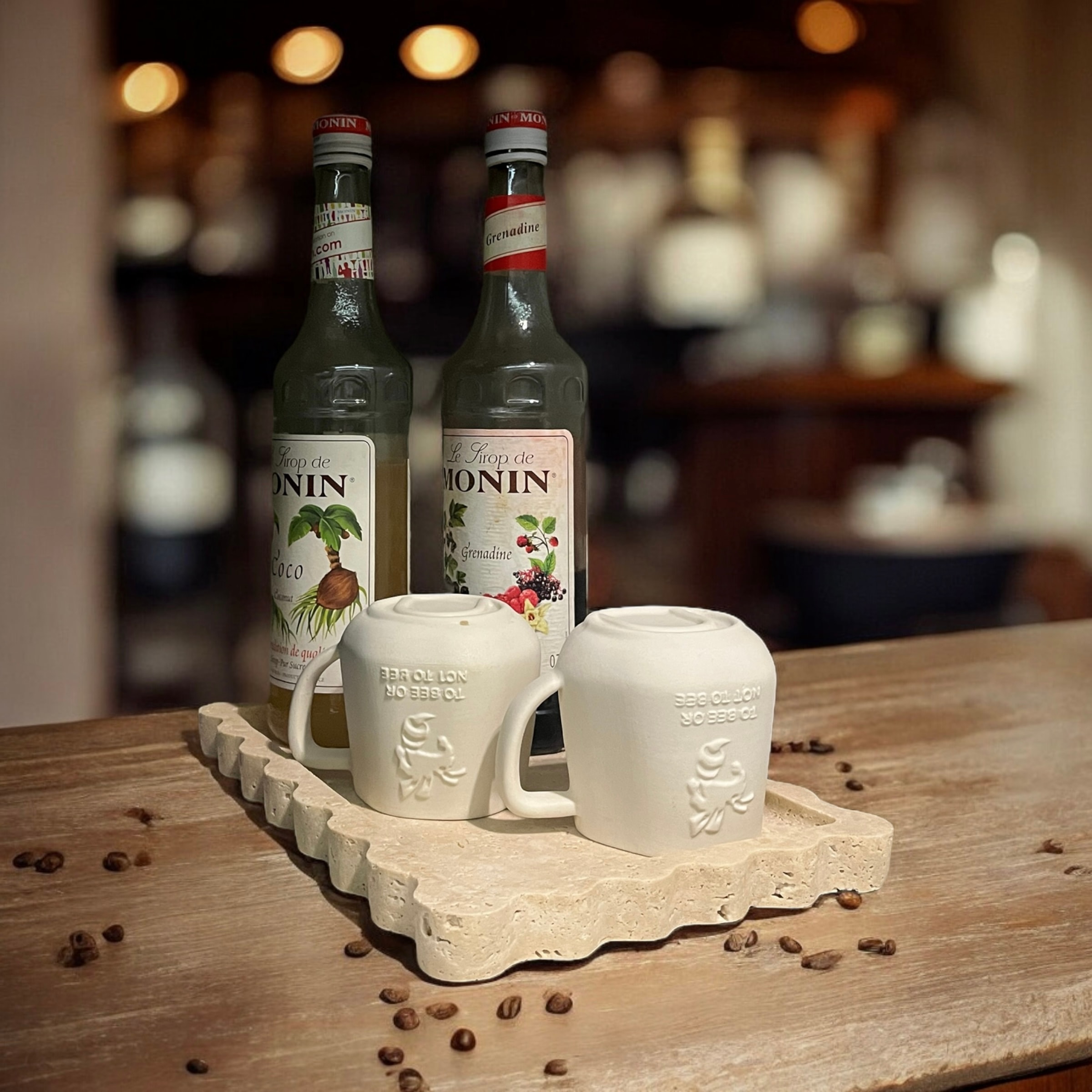 Natural Travertine Tray with Comb Edges & Decorative Serving Tray