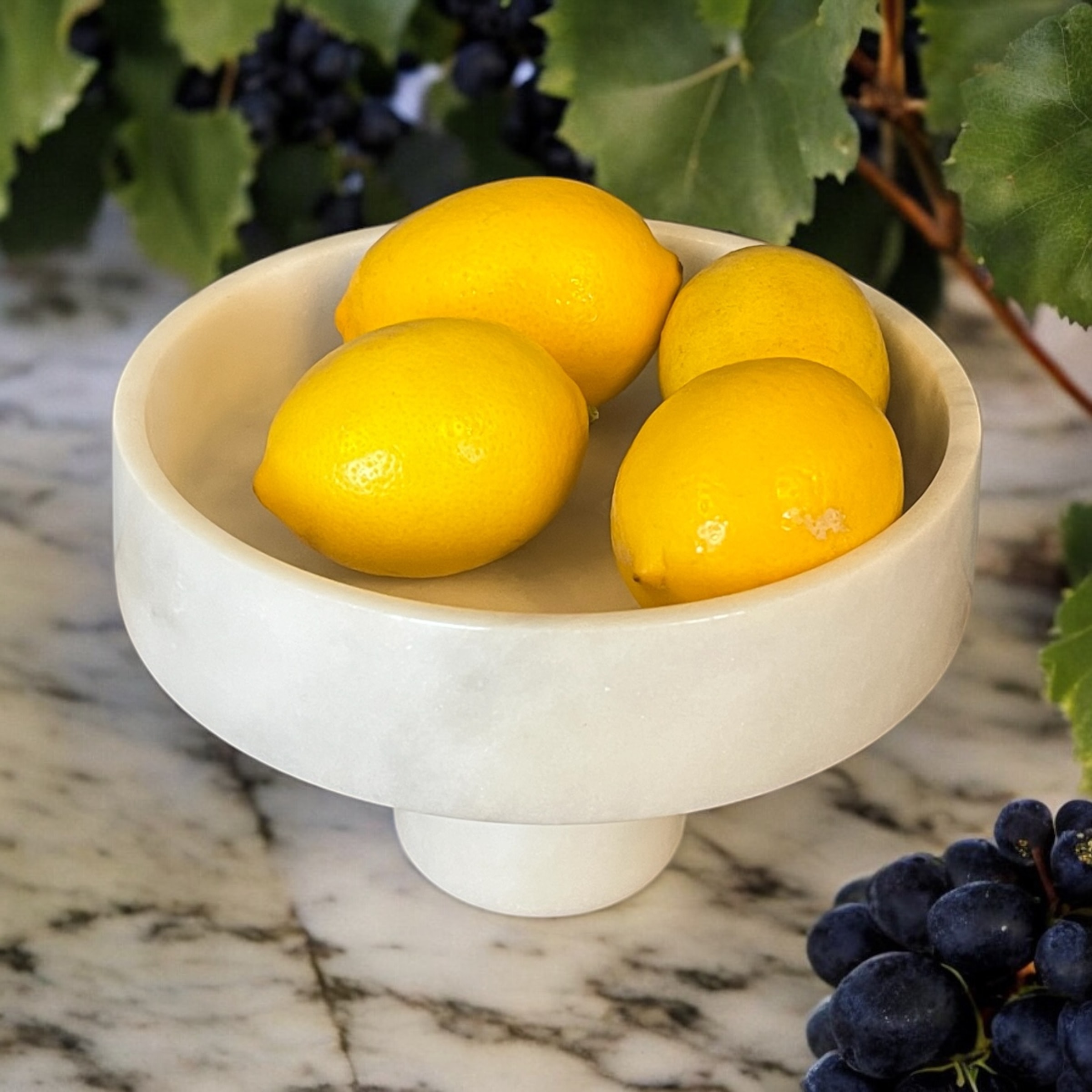 Ibiza White Marble Footed Bowl