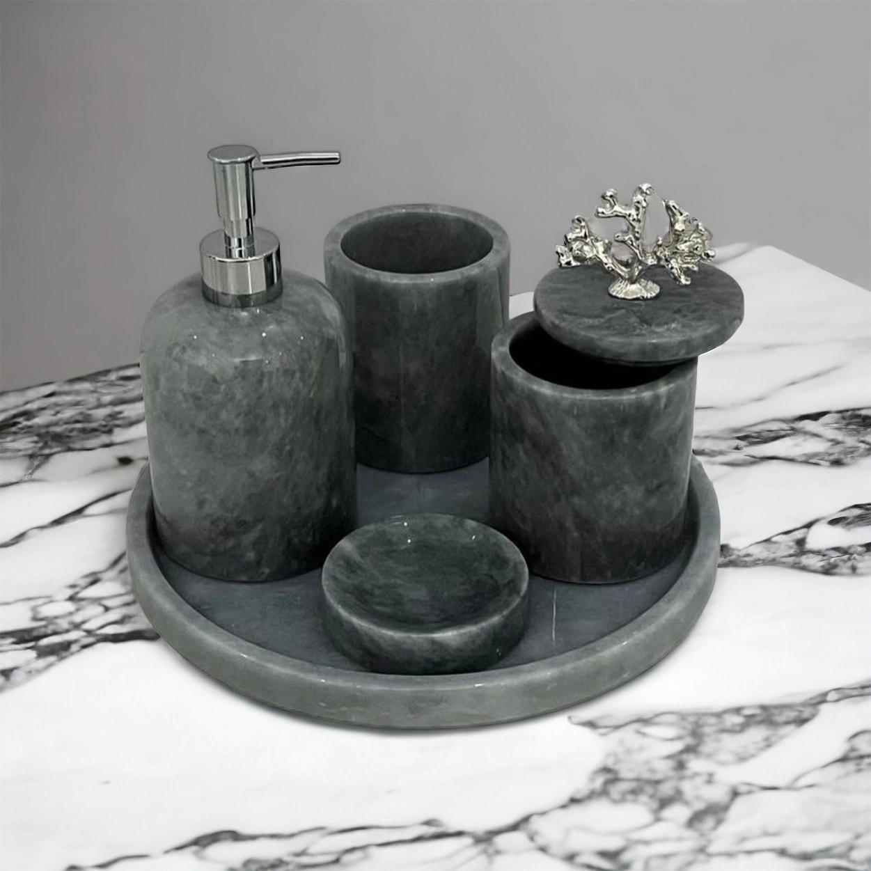 Gray Marble Bathroom Set-5