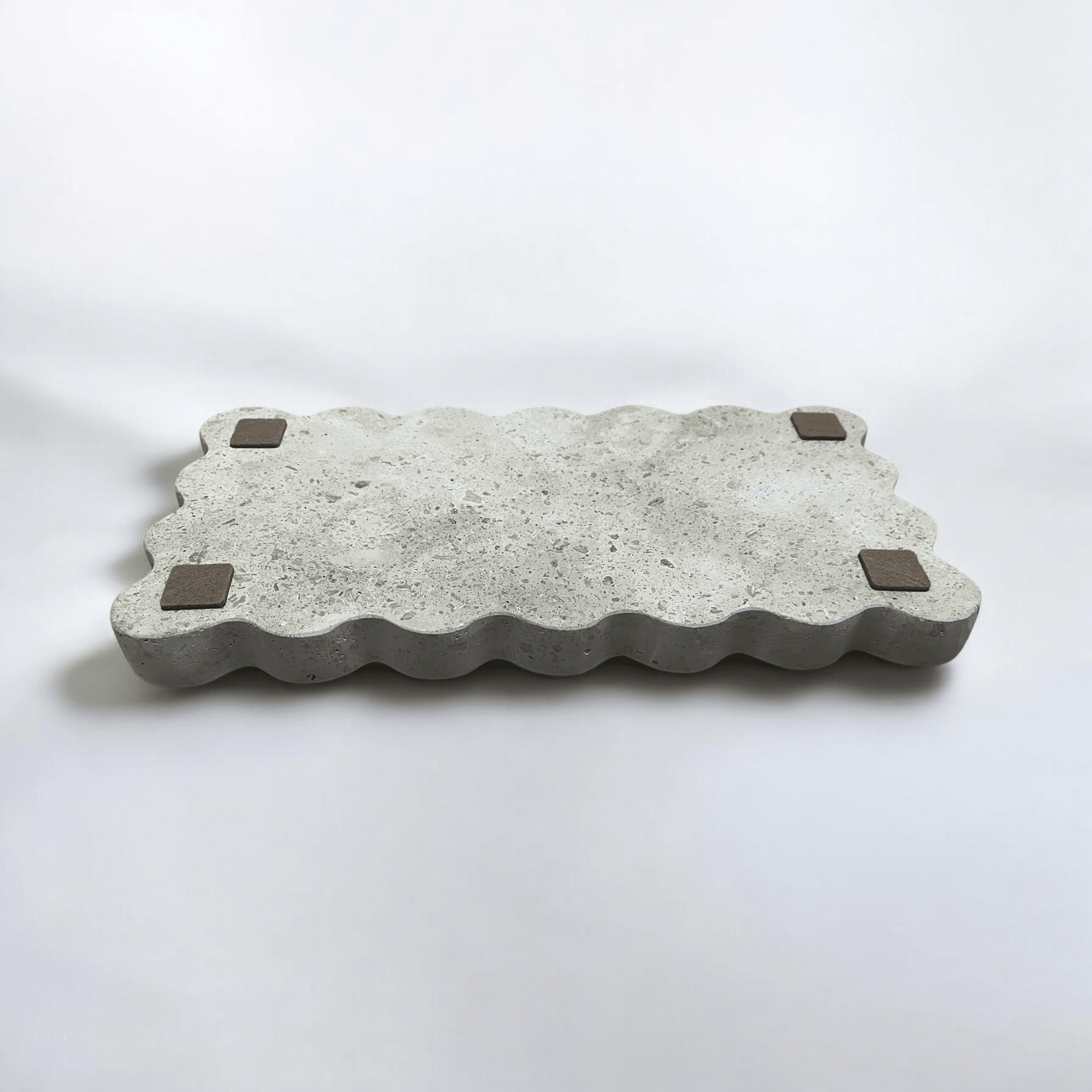 Natural Travertine Tray with Comb Edges & Decorative Serving Tray