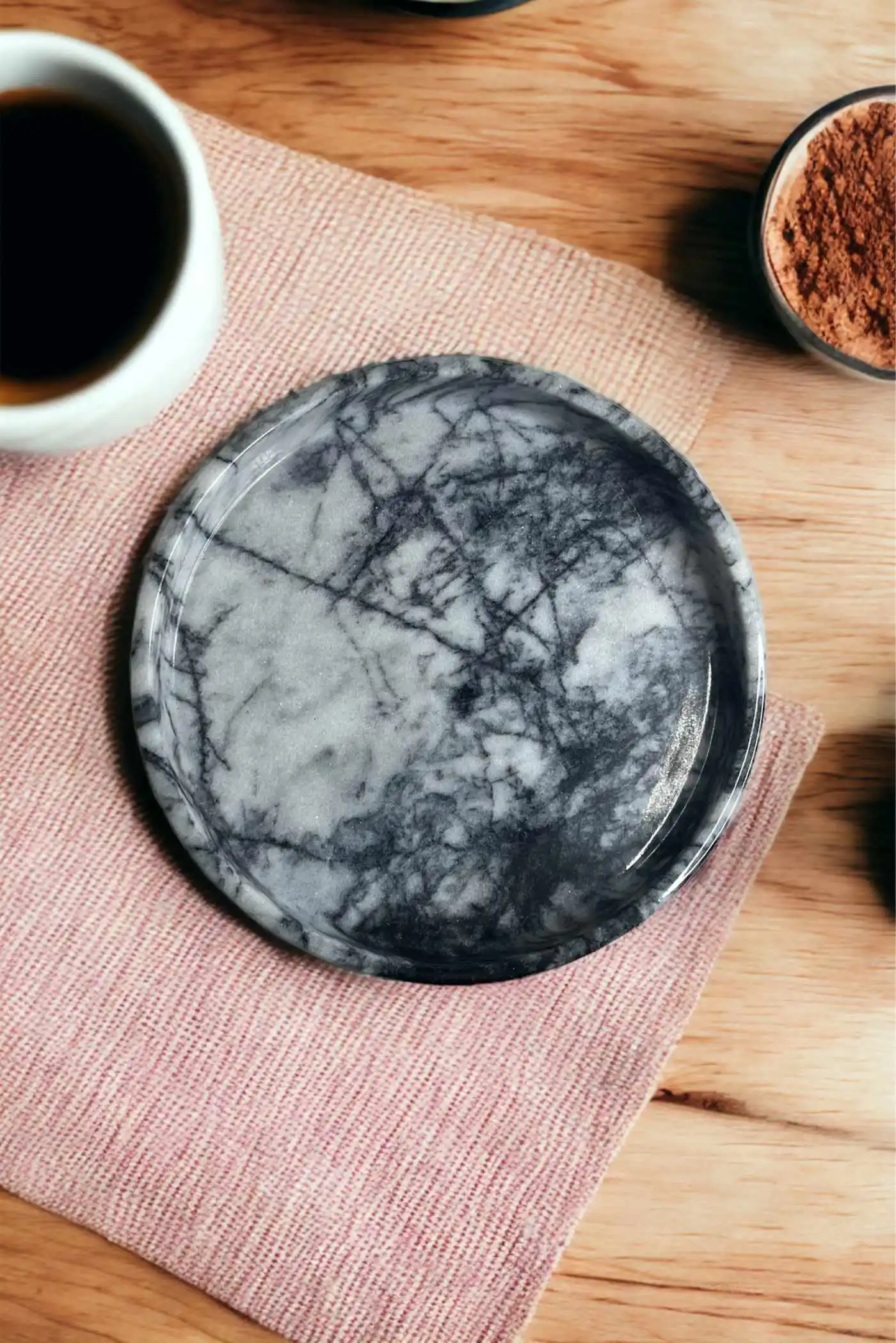 Black White Marble Decorative Tray