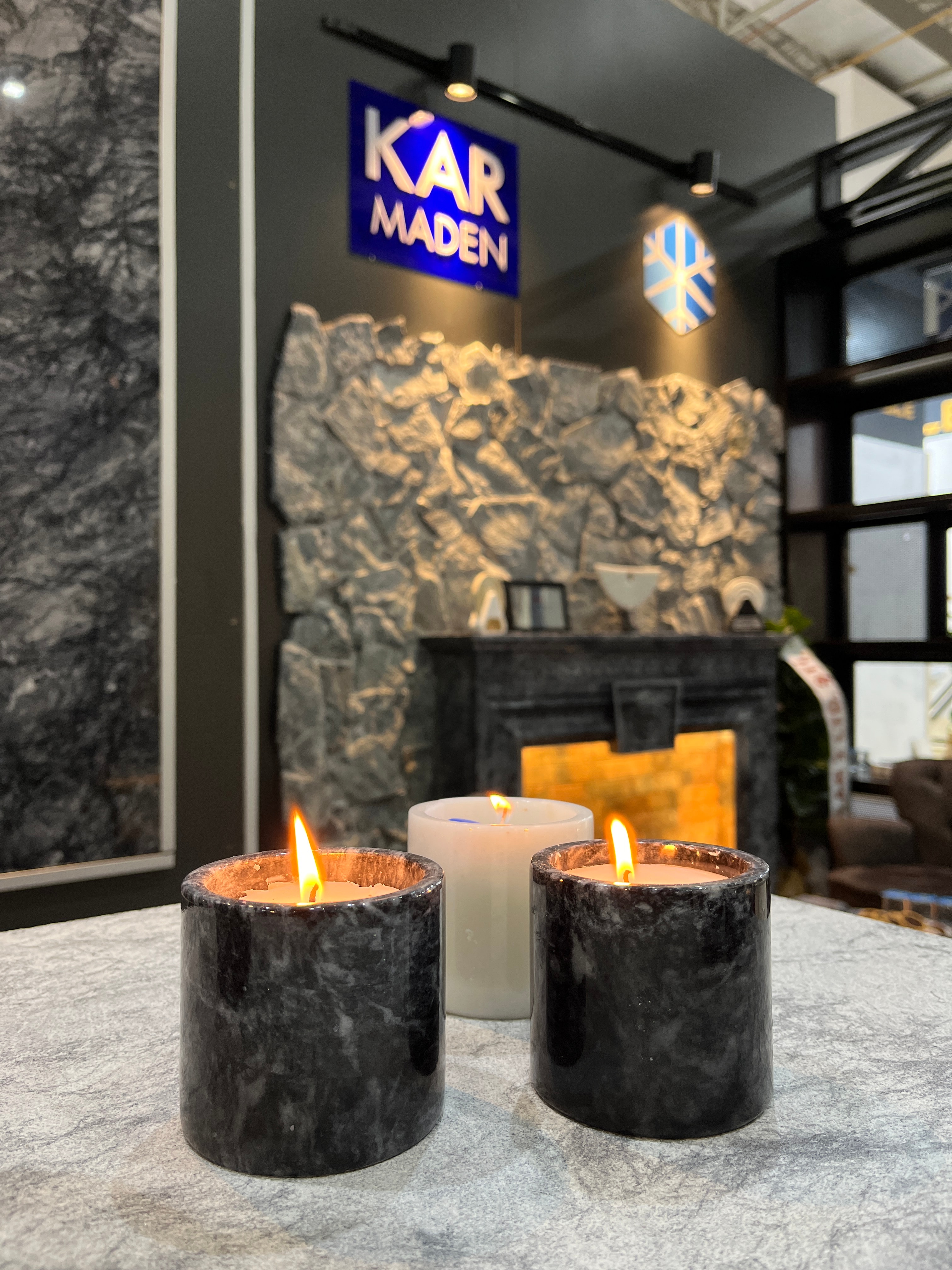 Natural Marble Candle Holder, Scented Soy Candle