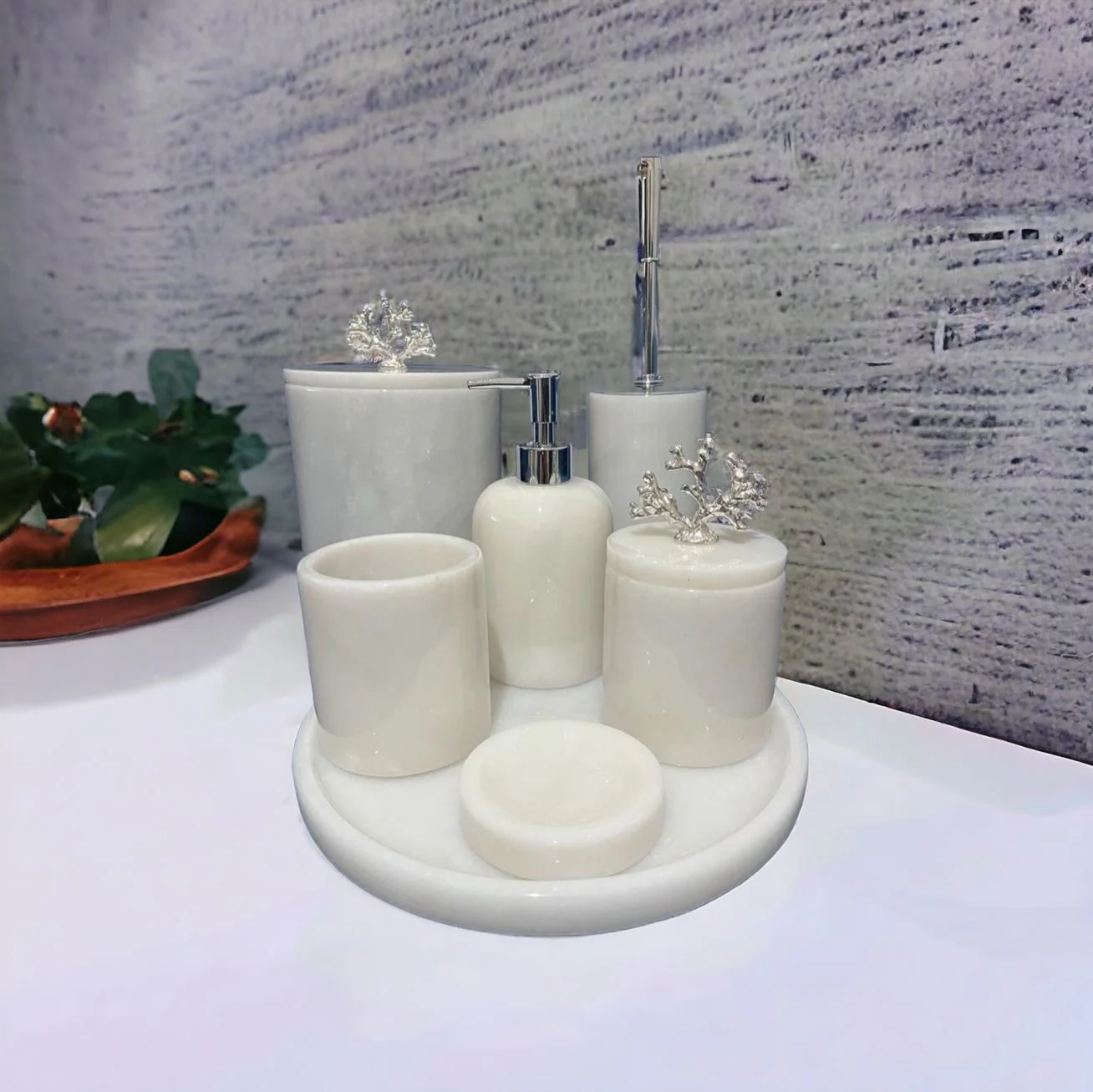 White Marble Bathroom Set-7