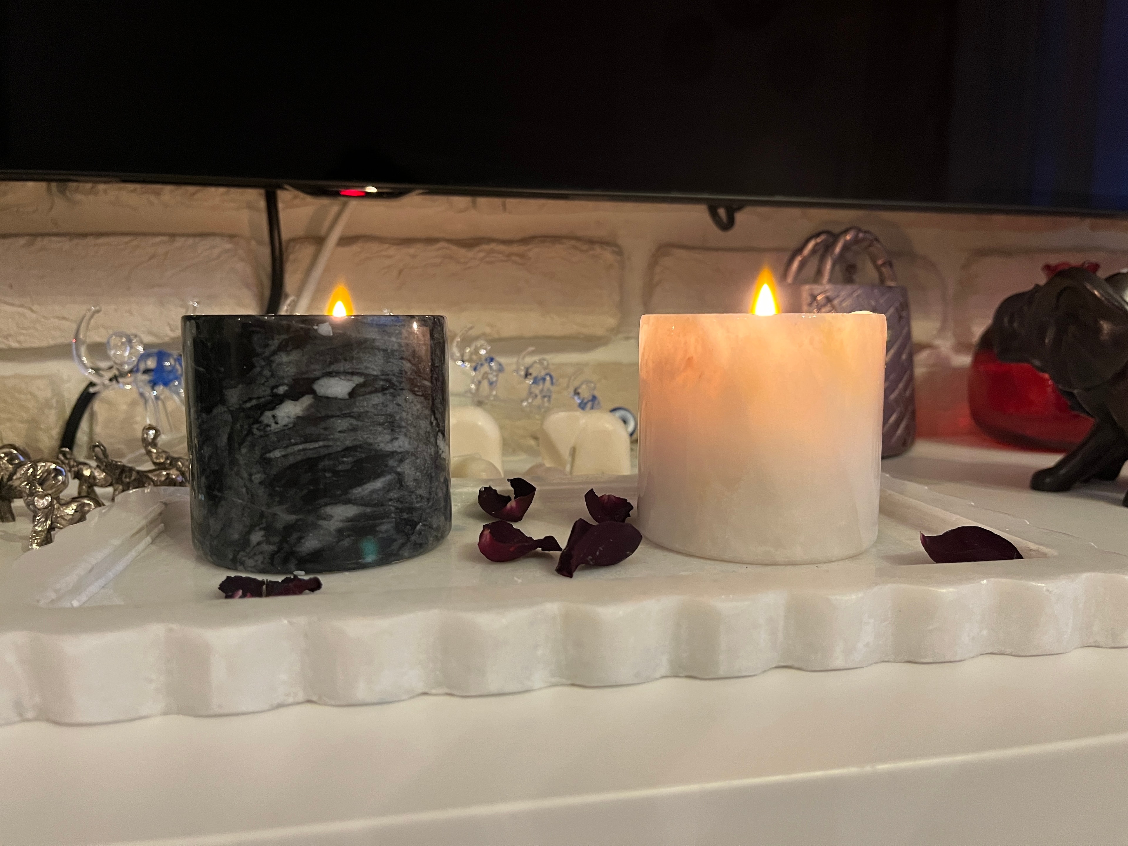 Natural Marble Candle Holder, Scented Soy Candle