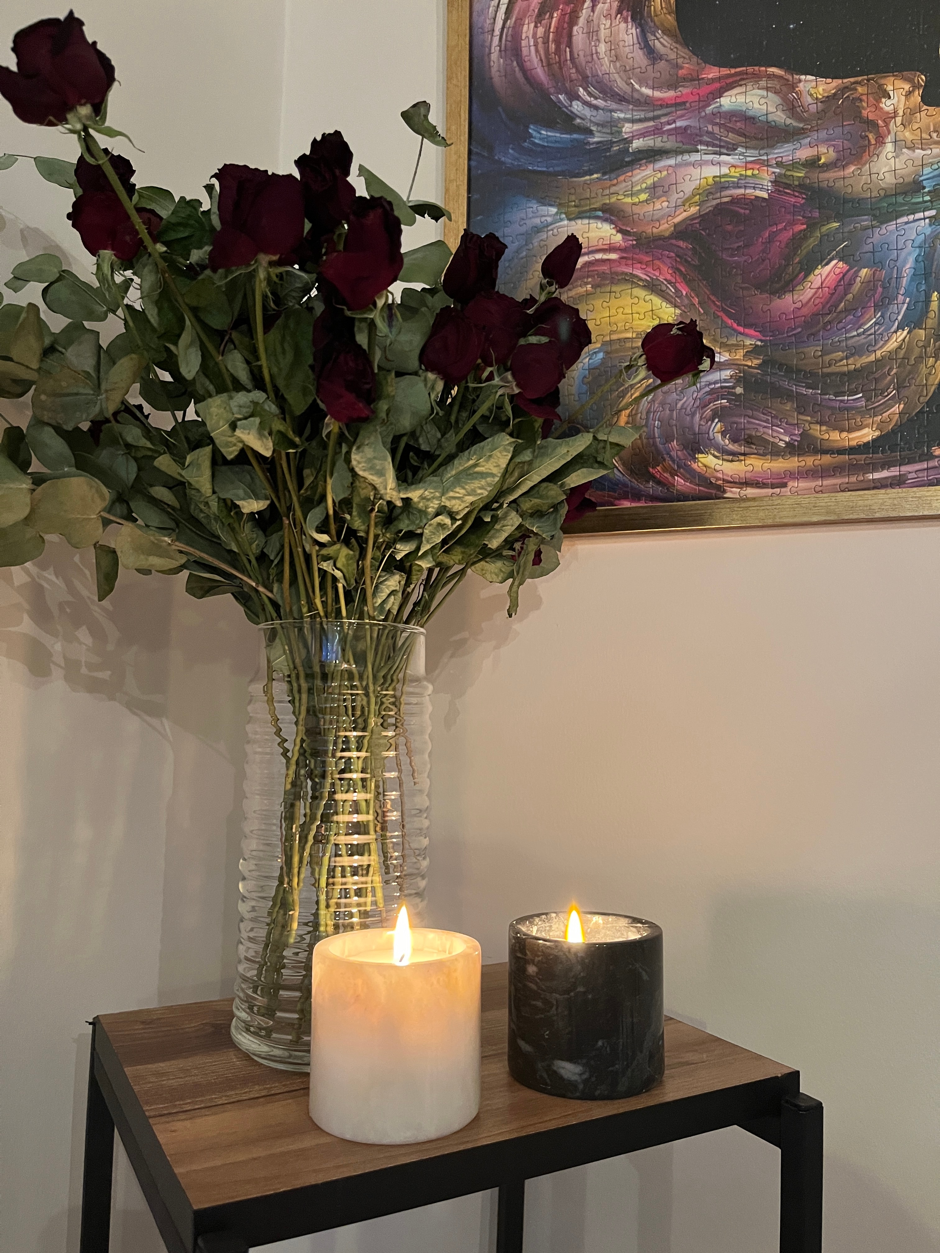 Natural Marble Candle Holder, Scented Soy Candle