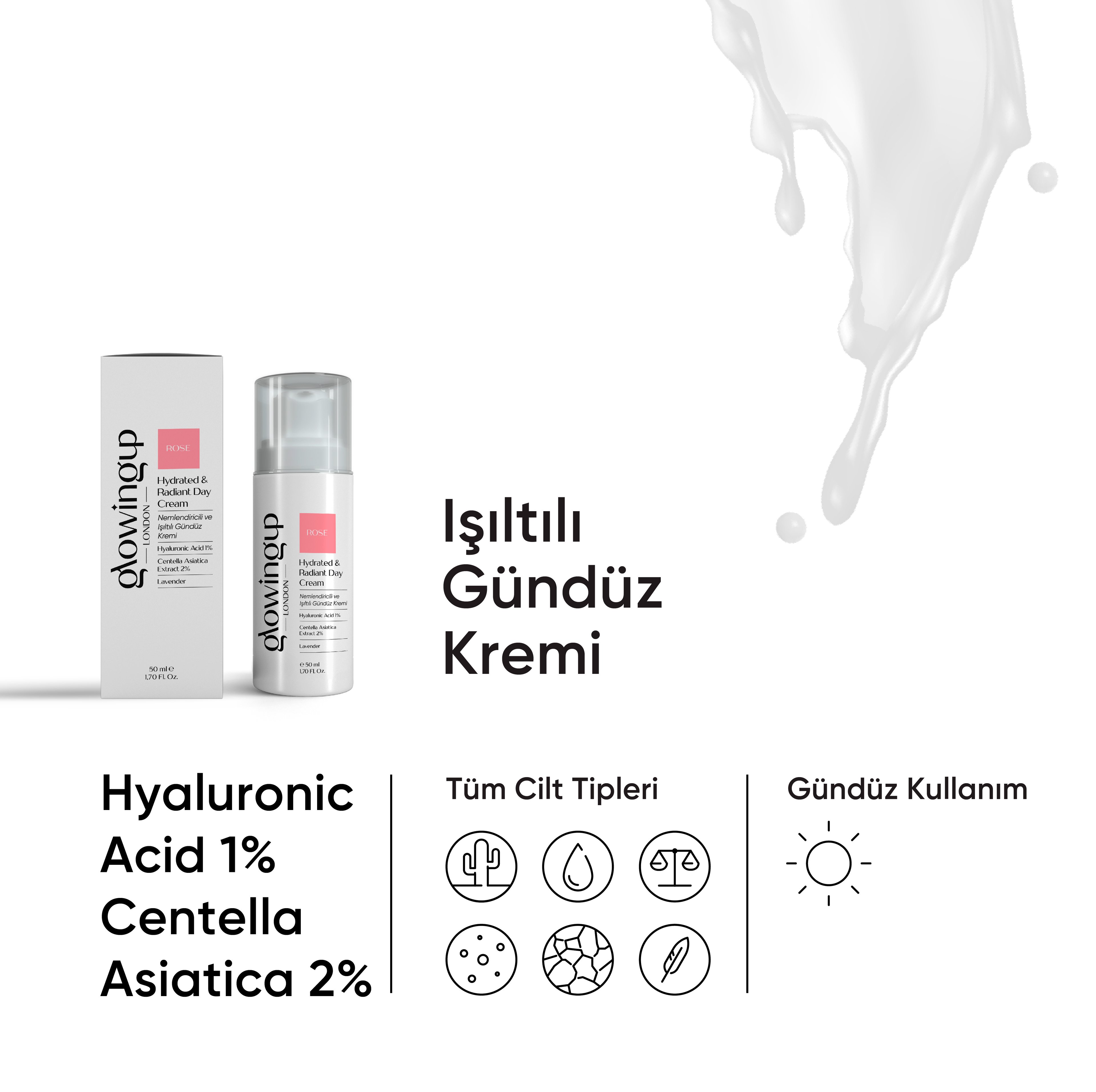 Glowingup Işıltı Veren Nemlendirici Krem 50 ML. (Hyaluronic Acid 1% + Centella Asiatica 2%)