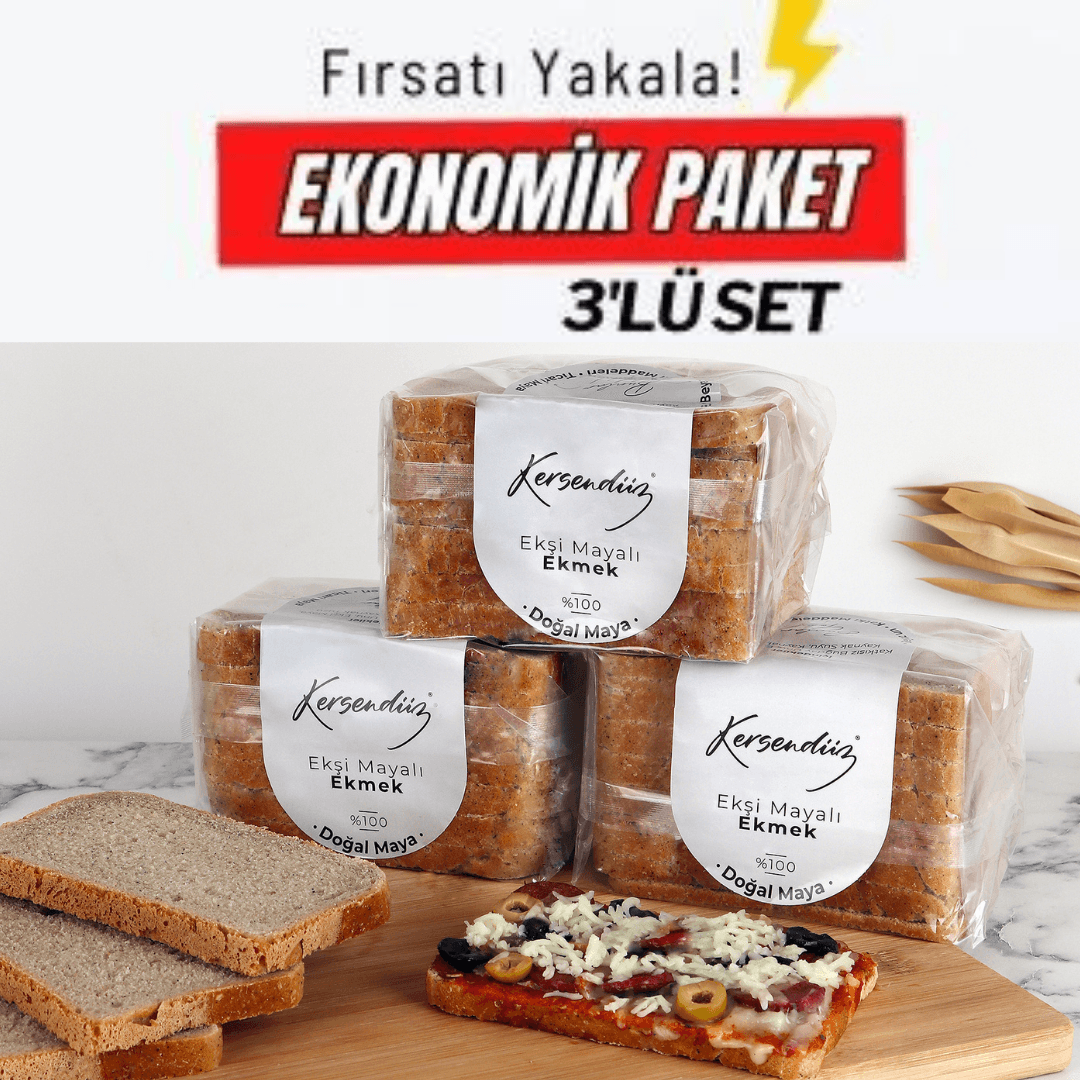 %100 Ekşi Mayalı Tost Ekmeği - 3x 400 g