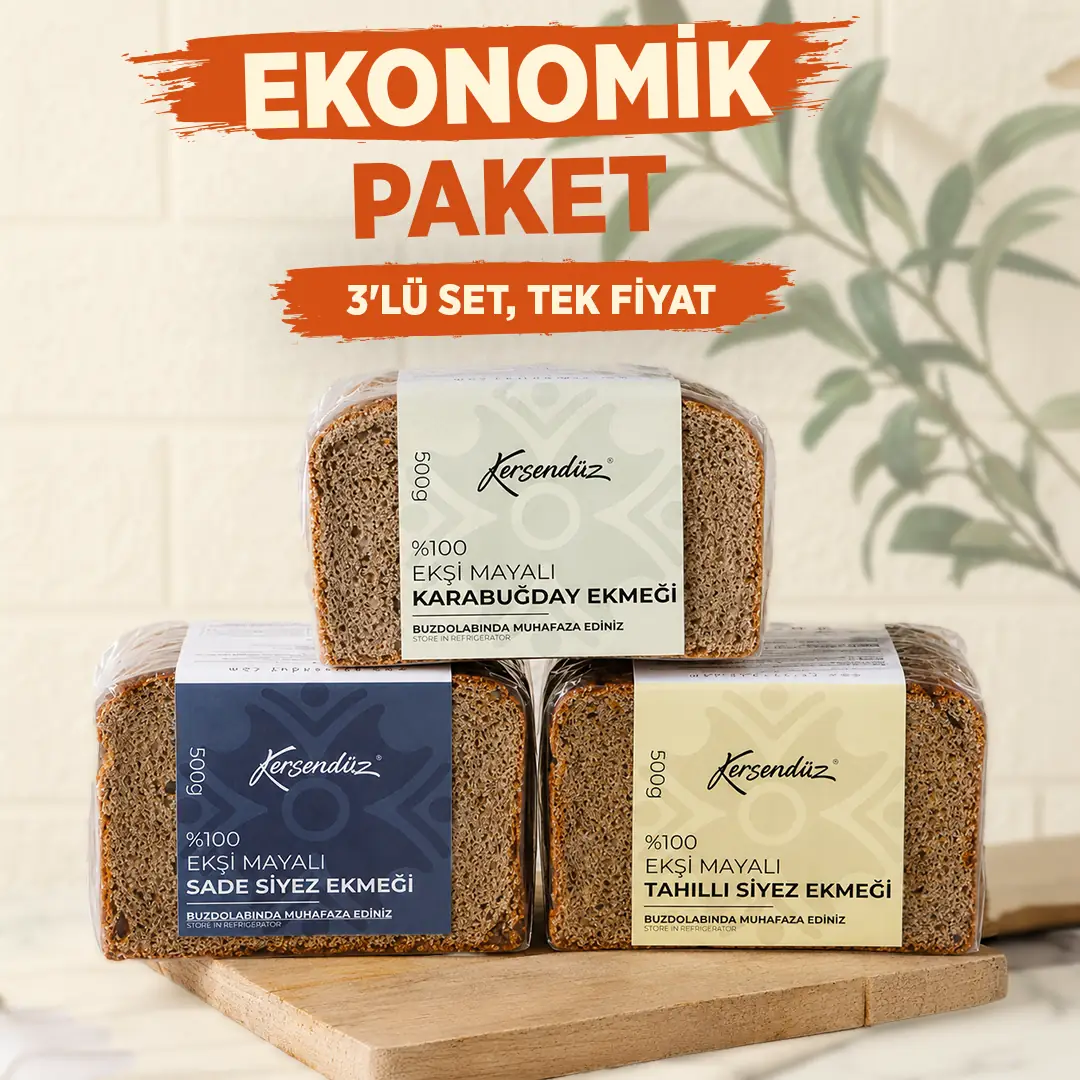 Ekşi Mayalı (Karabuğday-Sade Siyez-Tahıllı Siyez) Ekmekler 3x500 g