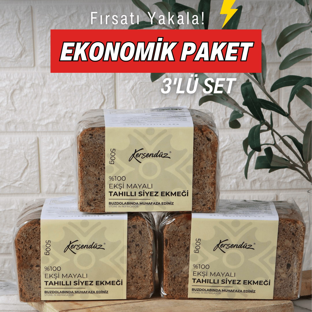 %100 Ekşi Mayalı Tahıllı Siyez Ekmeği 3 x 500 g