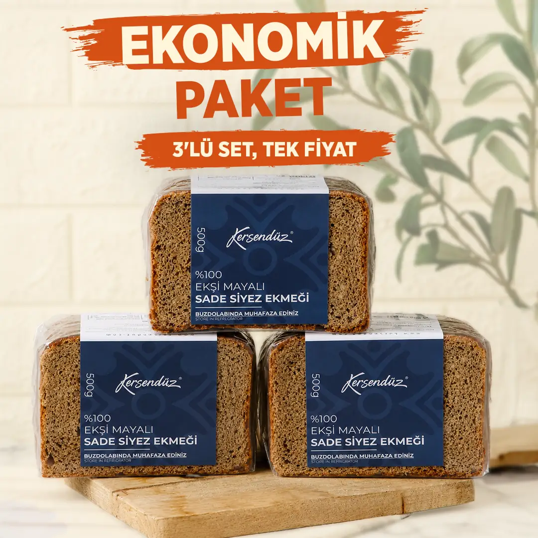 Ekşi Mayalı Sade Siyez Ekmeği 3x500g