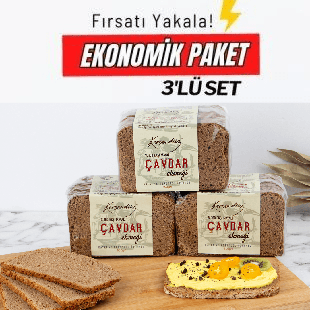 %100 Ekşi Mayalı Çavdar Ekmeği 3x 500 g