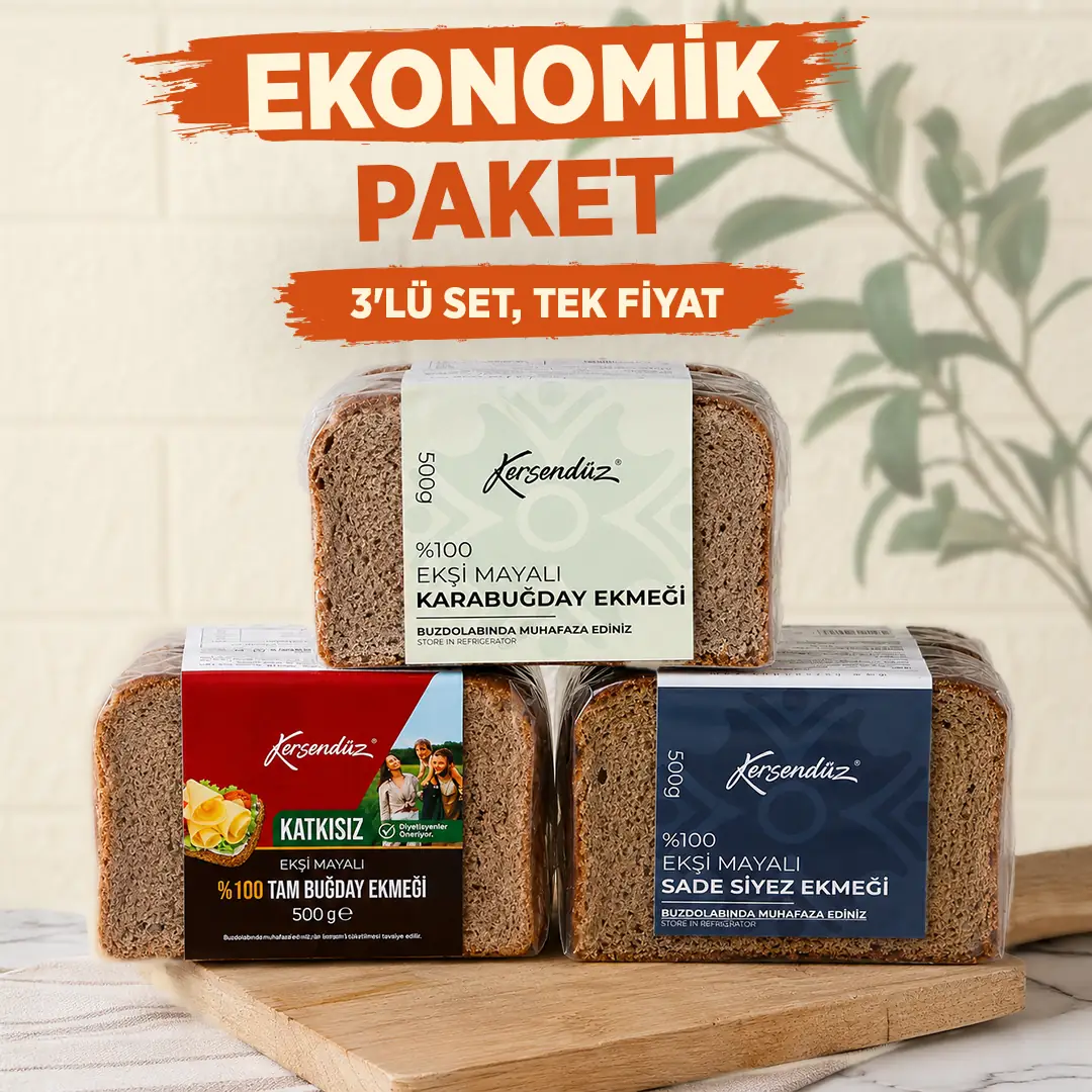 Ekşi Mayalı (Karabuğday-Tam Buğday-Sade Siyez) Ekmekler 3x500g