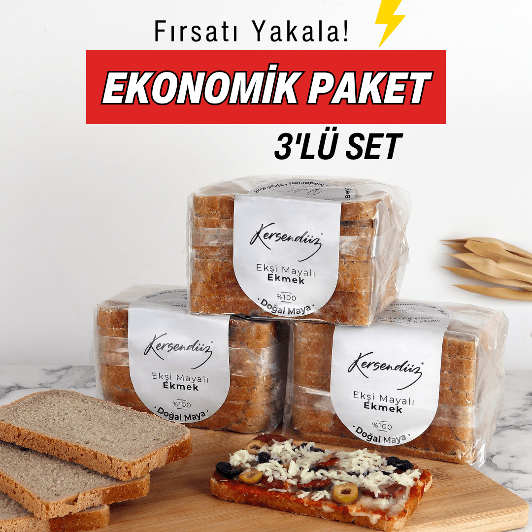 %100 Ekşi Mayalı Tost Ekmeği - 3x 400 g