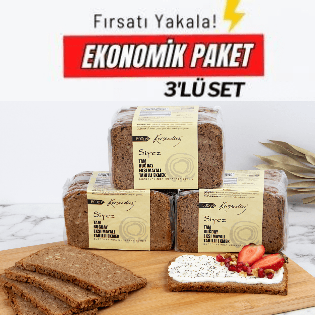 %100 Ekşi Mayalı Tahıllı Siyez Ekmeği 3 x 500 g