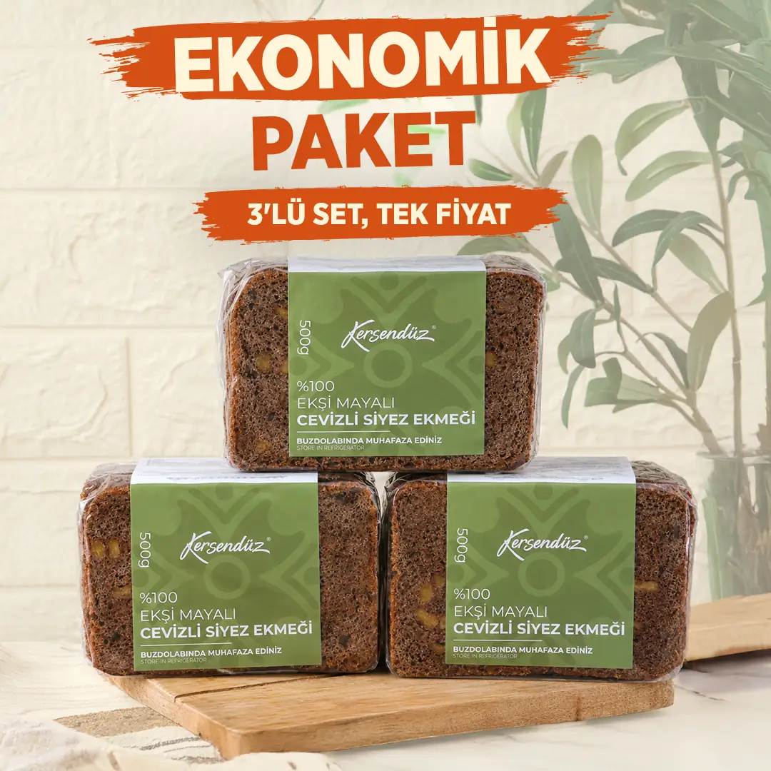 Ekşi Mayalı Cevizli Siyez Ekmeği 3x500g