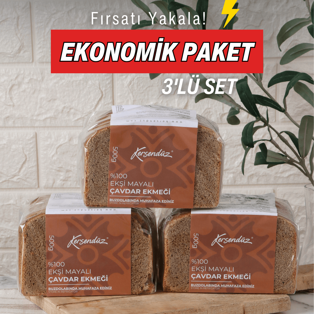 %100 Ekşi Mayalı Çavdar Ekmeği 3x 500 g