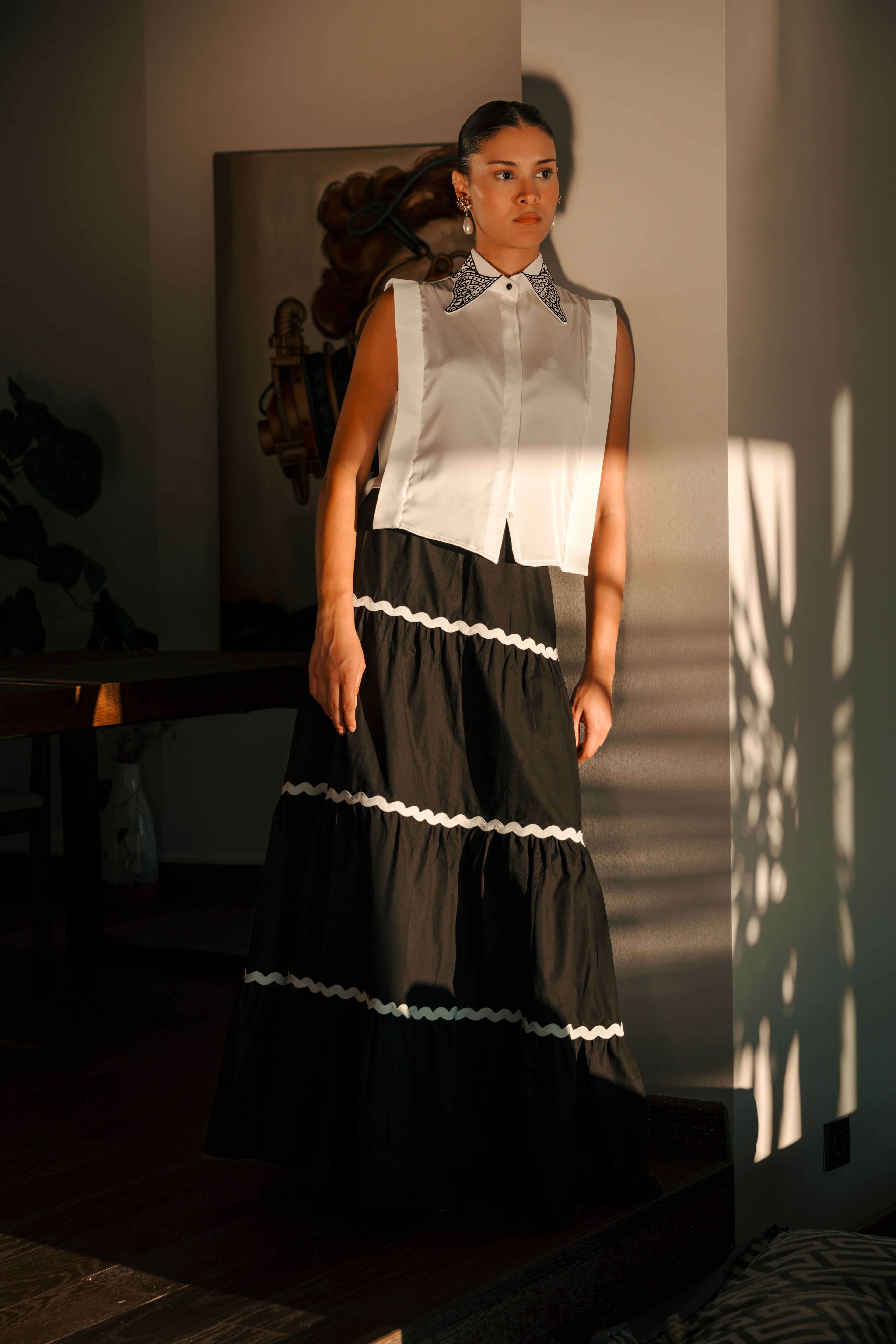 Kalliope Sleeveless Shirt in Silk