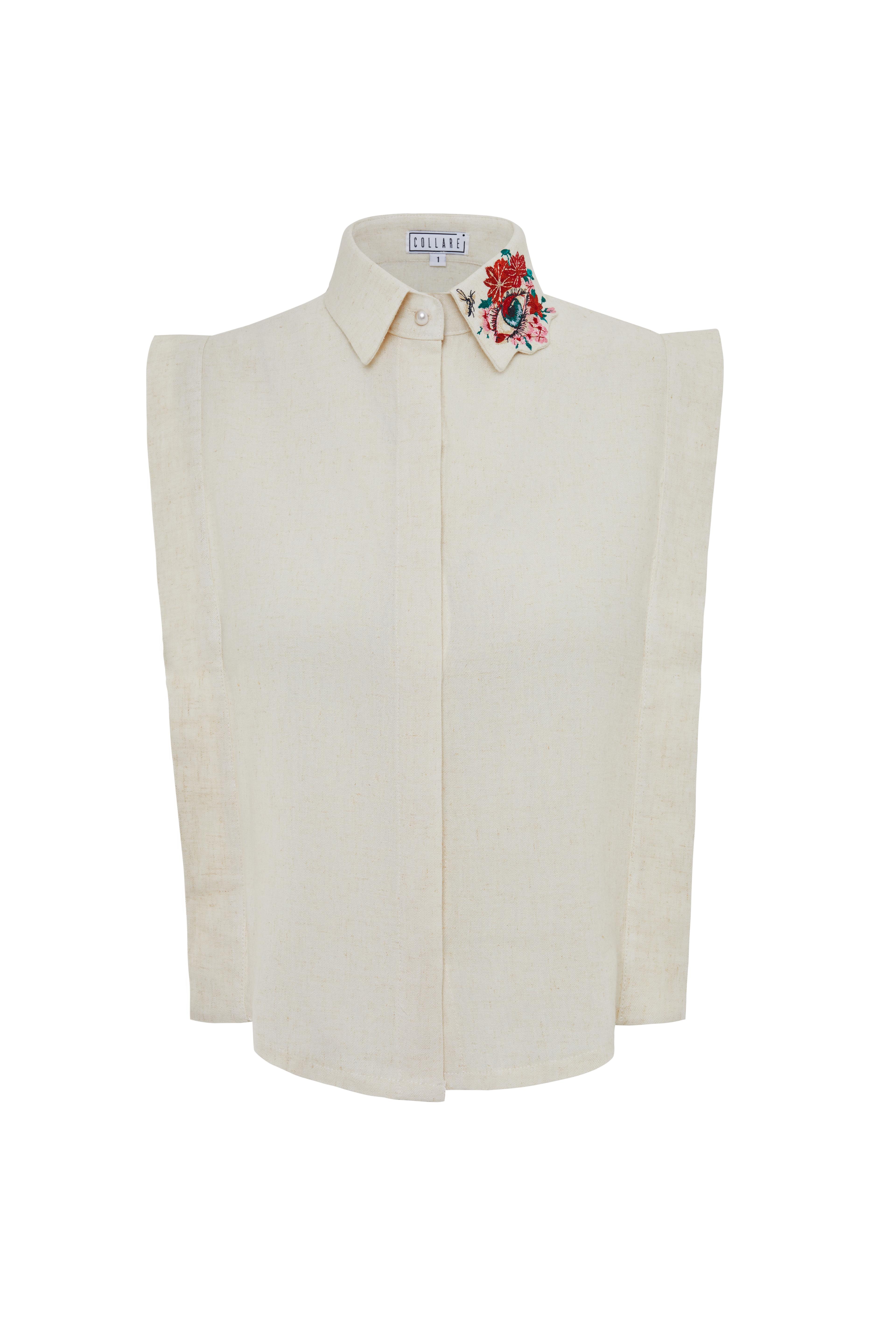 Eye Sleeveless Shirt in Linen main variant image