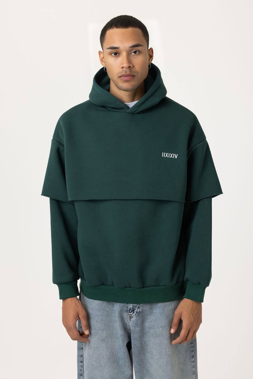 Üç iplik Bisiklet Yaka Uzun Kollu Baskılı Sweatshirt - Yeşil