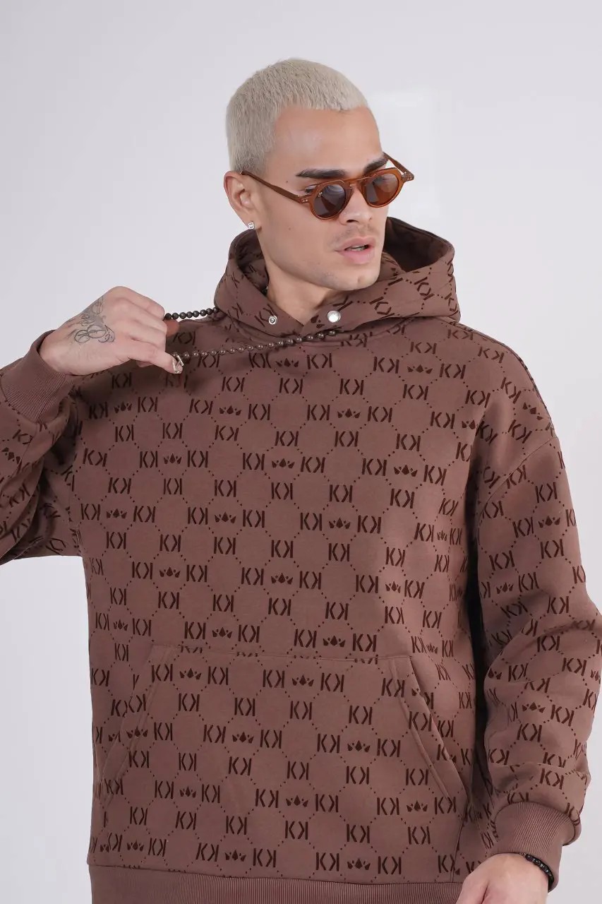 3 İplik Şardonlu Kadife Baskılı Oversize Sweatshirt