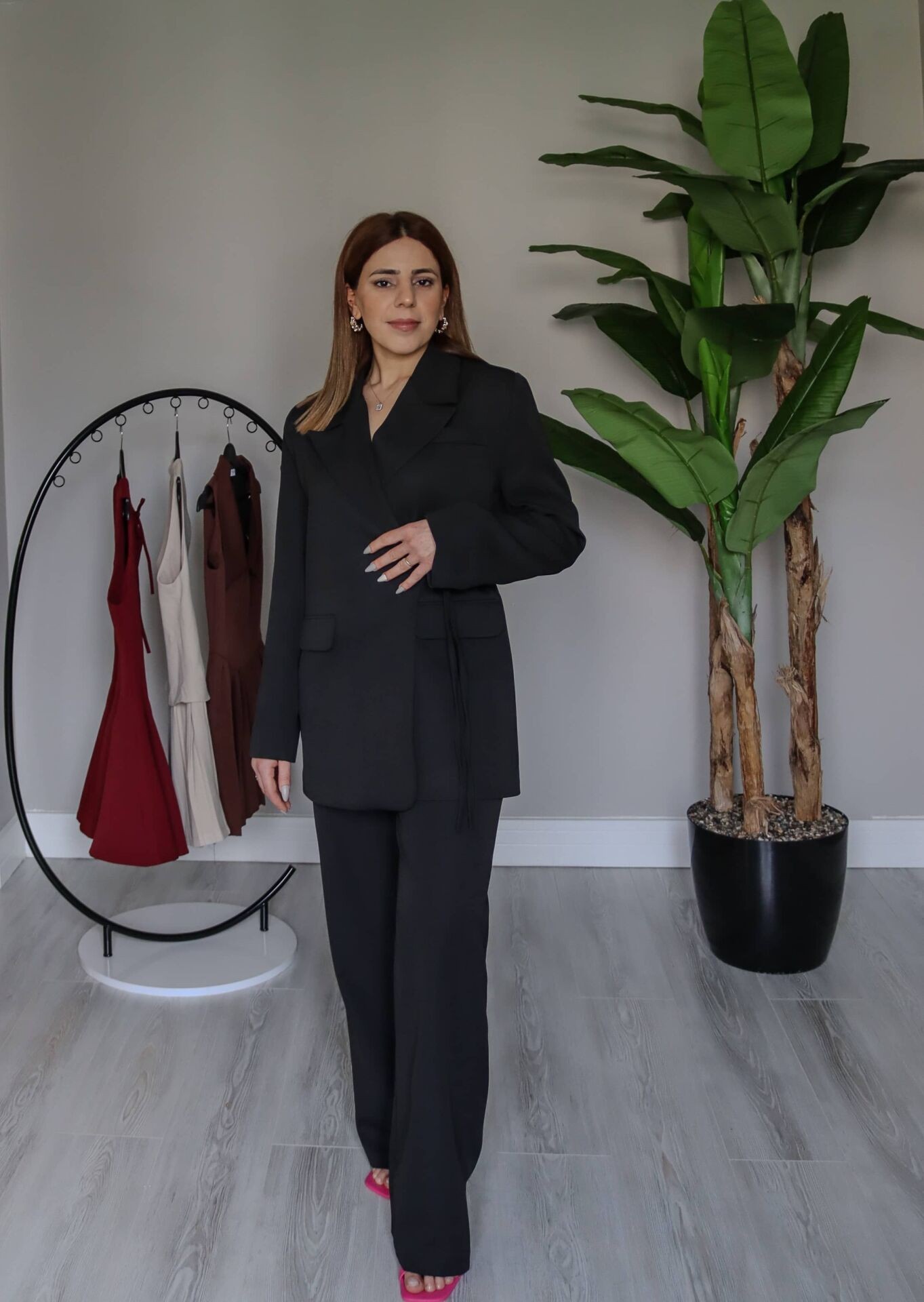 Siyah Marka Model Yandan Bağlamalı Blazer Ceket Pantolon Takım