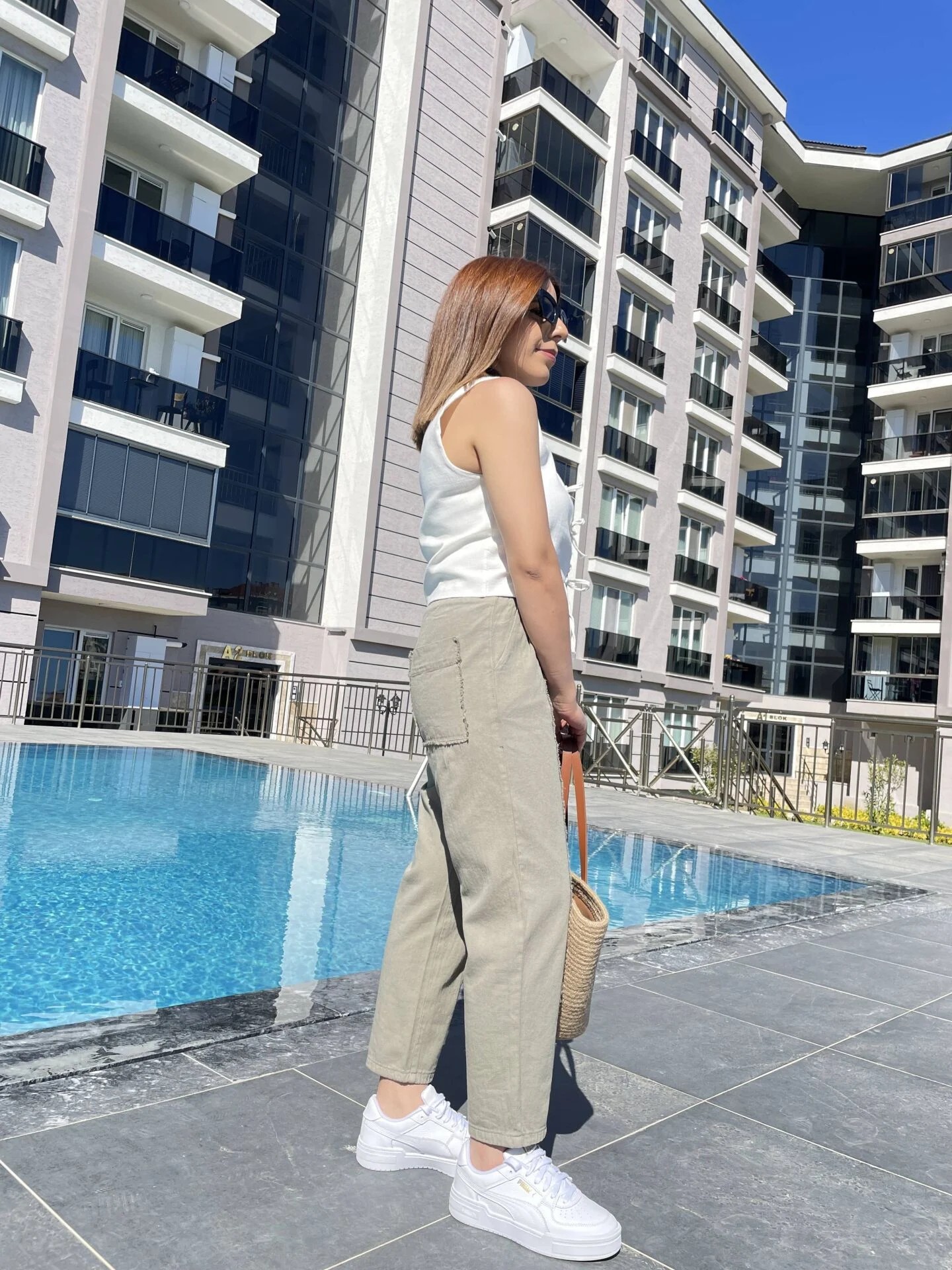 Haki Gabardin Çımalı Havuç Pantolon